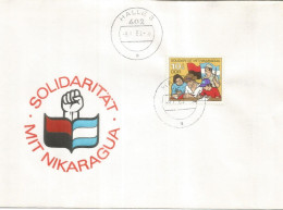 ALEMANIA DDR HALLE FDC SOLIDARIDAD CON NICARAGUA BANDERA FLAG - Buste