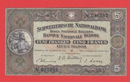 SUISSE Billet 5 Francs  04 12 1942  Pick 11 - Zwitserland