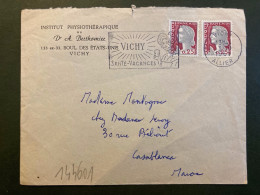 LETTRE INSTITUT PHYSIOTHERAPIQUE Dr A BERTHOMIER Pour Le MAROC TP M DE DECARIS 0,25 X2 OBL.MEC.3-10 1961 VICHY ALLIER (0 - 1960 Marianne De Decaris