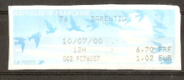 France - 2000 - Vignette ATM Type Oiseaux De Joubert - Barentin - Montant En FF Et € - 1990 « Oiseaux De Jubert »