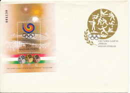 Hungary Cover With Souvenir Sheet Olympic Games Seoul 1988 (no Postmarks Or Address On The Cover) - Brieven En Documenten