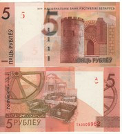 BELARUS  5 Rublei    P37b   Dated 2019  Added Features   (T0wer + Wooden Wheel At Back )  UNC - Bielorussia