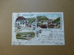 Souvenir De Ferrette Gruss Aus Pfirt  1900 - Litho - Bahnhof - Panorama - Gasthof Zum Storchen    (9969) - Ferrette