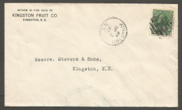 1923 Kingston Fruit Co Corner Card Cover 2c Admiral CDS Kingston Nova Scotia - Storia Postale