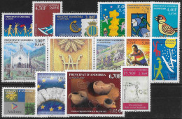 ANDORRE - ANNEE 2000 - 15 VALEURS + 1 CARNET - NEUF** MNH - 2 SCANS - Unused Stamps