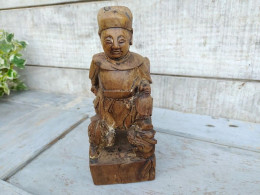 Statuette Chinois Bois Sculpté Chine XVIIIeme Chinese Wood Carving 18th - Aziatische Kunst