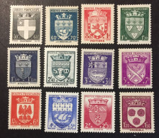 1942 France - Coat Of Arms - 12 Stamps - Unused ( Mint Hinged ) - 1941-66 Coat Of Arms And Heraldry