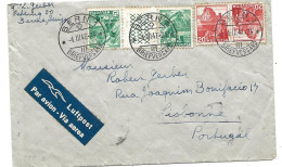 278 - 98 - Enveloppe Envoyée De Bern Au Portugal 1947  - Timbres Pont/tête-bêche - Tête-bêche