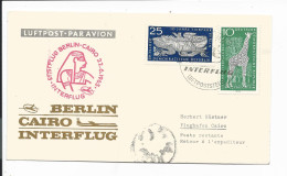 Motiv Tiere - Giraffe /Kröte  Auf Interflug Luftpostbrief  1093-94 MiF 1965 Berlin N. Cairo - Jirafas