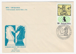 CHESS Hungary 1980 Budapest - Chess Cancel On Commemorative Envelope, Chess Stamp - Schach