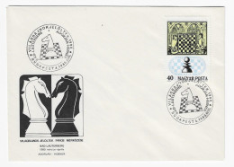 CHESS Hungary 1980, Budapest - Double Chess Cancel On Commemorative Envelope, Chess Stamp - Scacchi