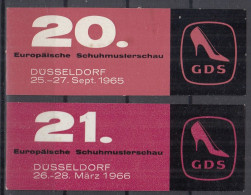 Germany DÜSSELDORF 1965/1966 ⁕ GDS Schuhmusterschau / Footwear Fair ⁕ 2v MNH Stickers - Cinderella Vignette Reklamemarke - Erinnophilie