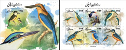 Liberia 2023, Animals, Kingfisher, 6val In BF +BF - Marine Web-footed Birds