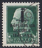 Italie - 1944- 1945  République  Sociale   Y&T  N °  R S  21  Oblitéré - Used