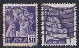 Italie - 1944- 1945  République  Sociale   Y&T  N °  R S   36   38  Oblitéré - Used