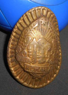 Ancien Badge Insigne De Casquette Roumanie Transmission Militaria Republica Socialista Romania Soviétique - Other & Unclassified