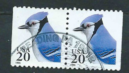 United States, USA, Stati Uniti 1995; Ghiandaia Azzurra, Blue Jay Bird, Couple 20c. Used. - Oblitérés