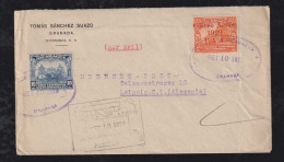 Nicaragua 1929 Airmail Cover GRANADA To LEIPZIG Germany PAA Pan American Overprint Stamps - Nicaragua