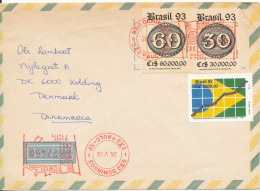 Brazil Air Mail Cover With Stamps And Meter Cancel Sent To Denmark 24-5-1994 - Airmail