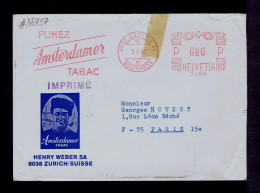 #88757 SUISSE "TABAC Amsterdamer" Smoke Tobacco Tabac EMA Slogan-pmk 1967 Plants Mailed Zurich »Paris - Tabacco