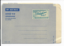 Indien LF 32 ** - 75 N.P.  Flugzeug Blau Aerogramme - Aérogrammes