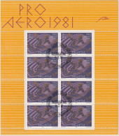 Flugpost Zmst. 48 / MiNr. 1196 Schweiz - 1981, 9. März. „Pro Aero“ Ikarier Kleinbogen Mit ET-SS - Used Stamps