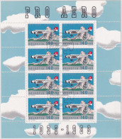 Flugpost Zmst. 48 / MiNr. 1369 Schweiz 1988, 8. März. 50 Jahre Stiftung Pro Aero Junkers JU-52 Kleinbogen Mit ET-SS - Used Stamps