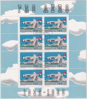 Flugpost Zmst. 48 / MiNr. 1369 Schweiz 1988, 8. März. 50 Jahre Stiftung Pro Aero Junkers JU-52 Kleinbogen Mit ET-SS - Oblitérés