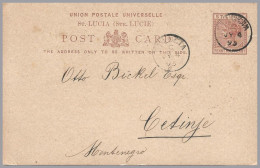 GREAT BRITAIN - ST. LUCIA - 1895 1½d QV Postal Stationery Card - Used To Cetinje, MONTENEGRO - Brieven En Documenten