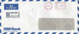 Hong Kong 1980 Victoria Meter Pitney Bowes-GB “6300” PB6171 ABN Bank Registered Cover - Storia Postale