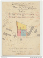 RARE Ancien Plan Original De Géomètre 1914 Commune LOMME Mont à Camp Plan Lotissement Signé Perte Géomètre Prop JOSIEN - Topographische Kaarten