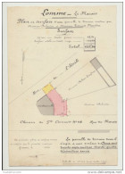 RARE Ancien Plan Original De Géomètre 1913 Commune LOMME Le Marais Plan & Surface Signé Perte Géomètre Prop F.MAERTEN - Topographische Karten