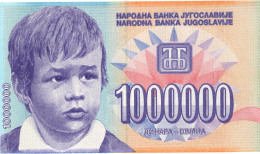 YOUGOSLAVIE 1 000 000 DINAR 1993 UNC AA 0172292 - Yougoslavie