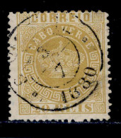 ! ! Cabo Verde - 1877 Crown 20 R (Perf. 12 3/4) - Af. 02 - Used (ca 186) - Kaapverdische Eilanden