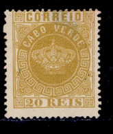 ! ! Cabo Verde - 1877 Crown 20 R (Perf. 13 1/2) - Af. 02b - No Gum (ca 187) - Cap Vert