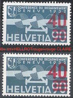 Schweiz Suisse 1936: "40=" Rot+HELLROT Flug Zu F24+F24a Mi 293 A+c Yv PA24 Rouge Et Rouge CLAIRE ** MNH (Zu CHF 161.00) - Ongebruikt