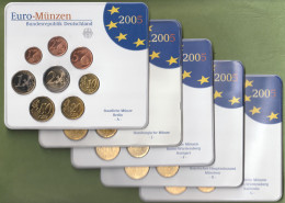 5 COFFRETS EUROS ALLEMAGNE A D F G J 2005 NEUF FDC - 40 MONNAIES - Allemagne