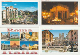 Il Foro Romano, Il Pantheon, Piazza Si Spagna ,etc Lot De 4 Cartes Postales - Verzamelingen