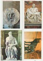 La Bocca Della Verita, La Pieta De Michelangelo,Moïse De Michelangelo, La Lupa Capitolina. Lot De 4 Cartes Postales - Collezioni & Lotti