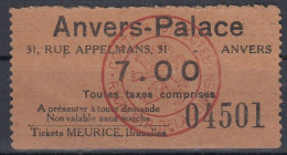 Belgium ⁕ ANVERS - PALACE Ticket MEURICE, Bruxelles ⁕ Cinderella - Erinnophilie