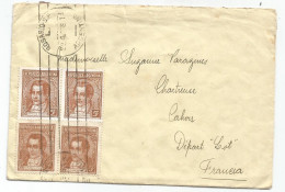ARGENTINA 5C BLOC DE 4 LETTRE COVER ROSARIO 1939 TO CAHORS LOT - Storia Postale