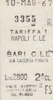 BIGLIETTO FERROVIARIO EDMONSON NAPOLI BARI L.2800 1967 (29F - Europe