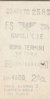 BIGLIETTO FERROVIARIO EDMONSON NAPOLI ROMA L.4600 1976 (23F - Europe