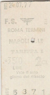 BIGLIETTO FERROVIARIO EDMONSON ROMA NAPOLI 1977 L.3500 (63F - Europa