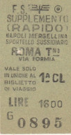 BIGLIETTO FERROVIARIO EDMONSON SUPPL. RAPIDO NAPOLI ROMA L.1600 1976 (82F - Europe