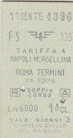 BIGLIETTO FERROVIARIO EDMONSON NAPOLI ROMA L.6000 1975 (86F - Europa