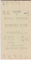 BIGLIETTO FERROVIARIO EDMONSON ROMA NAPOLI L.3300 1976 (97F - Europa