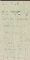 BIGLIETTO FERROVIARIO EDMONSON ROMA NAPOLI L.3300 1976 (117F - Europe