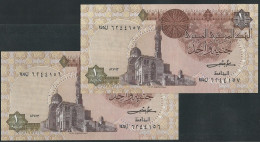 Egypt Central Bank 2 X 1 Pound Consecutive Serial P#50b - Sign #16 Governor Shalaby UNC - Algeria