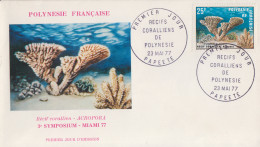 Enveloppe  FDC   1er  Jour   POLYNESIE   Récifs   Coralliens    1977 - FDC